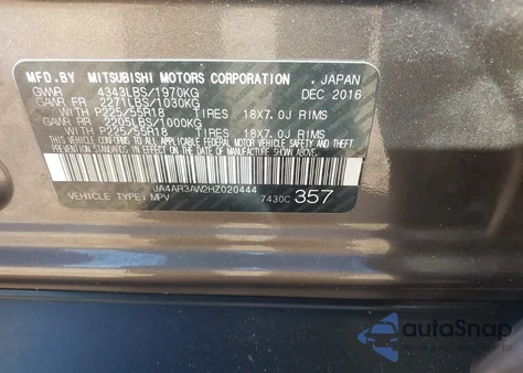 2017 Mitsubishi Outlander Sport 2.4 Se from USA, damaged, VIN JA4AR3AW2HZ020444